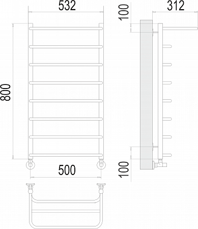 Полка П8 500х800  Полотенцесушитель  TERMINUS Новосибирск - фото 3