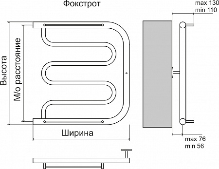 Фокстрот AISI 32х2 500х400 Полотенцесушитель  TERMINUS Новосибирск - фото 4