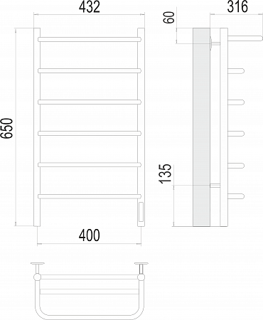 Полка П6 400х650 Электро (quick touch) Полотенцесушитель  TERMINUS Новосибирск - фото 3