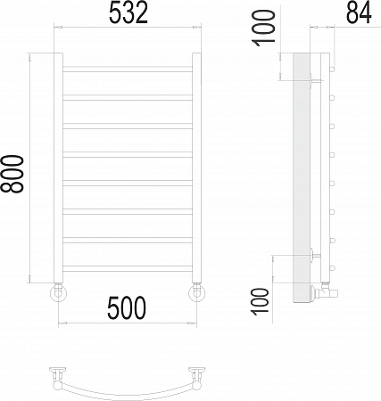 Классик П8 500х800 Полотенцесушитель  TERMINUS Новосибирск - фото 3