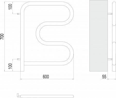 Электро 25 F-обр 600х600 поворотный Полотенцесушитель TERMINUS Новосибирск - фото 3
