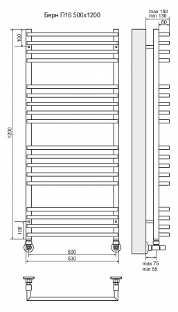 Берн П16 500х1000 Полотенцесушитель  TERMINUS Новосибирск - фото 3