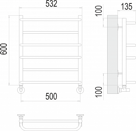 Евромикс П6 500х600 Полотенцесушитель  TERMINUS Новосибирск - фото 3