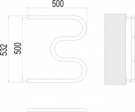 М-обр AISI 32х2 500х500 Полотенцесушитель  TERMINUS Новосибирск - фото 3