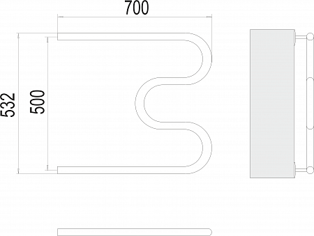 М-обр AISI 32х2 500х700 Полотенцесушитель  TERMINUS Новосибирск - фото 3