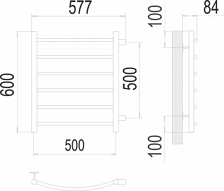 Классик П6 500х600 бп500 Полотенцесушитель  TERMINUS Новосибирск - фото 3