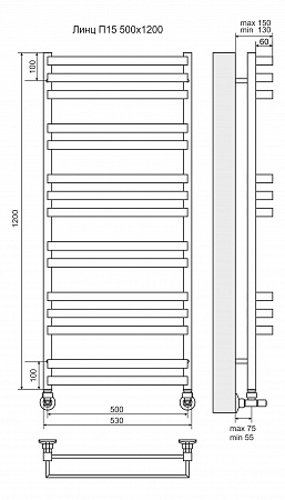 Линц П15 500х1200 Полотенцесушитель  TERMINUS Новосибирск - фото 3