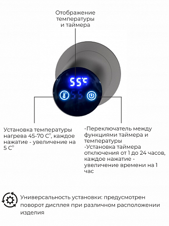 Рондо П2 350х760 электро Полотенцесушитель TERMINUS Оружейная сталь Новосибирск - фото 5