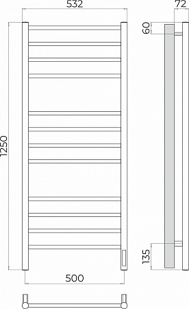Аврора П12 500х1250 Электро (quick touch) Полотенцесушитель TERMINUS Новосибирск - фото 3
