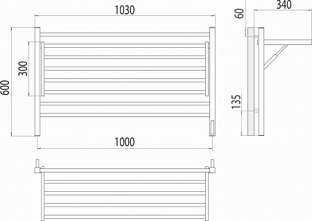 Горизонт П8 1000х600 электро КС ЧЕРНЫЙ МУАР (sensor quick touch) Полотенцесушитель TERMINUS Новосибирск - фото 5